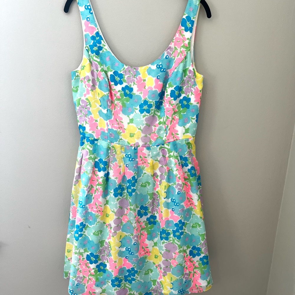 Lilly Pulitzer floral fit and flare Posey Dress size 8